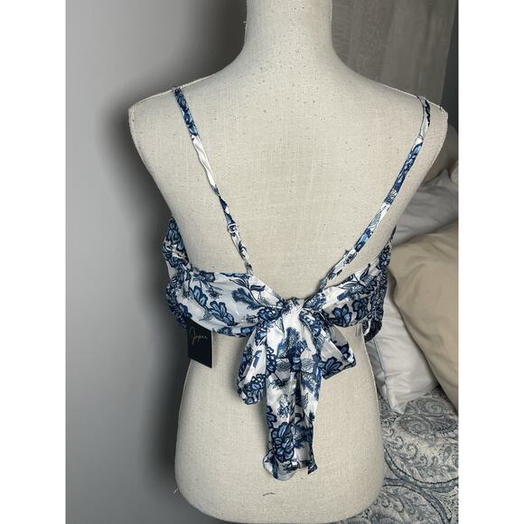 Japna Women’s Crop Tops Lot Size L Pink Floral Halter & Blue Scarf Bandana Top - Picture 7 of 13